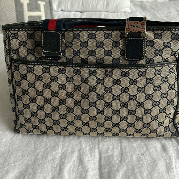 Gucci Navy Red Tote Handle Bag - Picture 5 of 17
